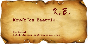 Kovács Beatrix névjegykártya